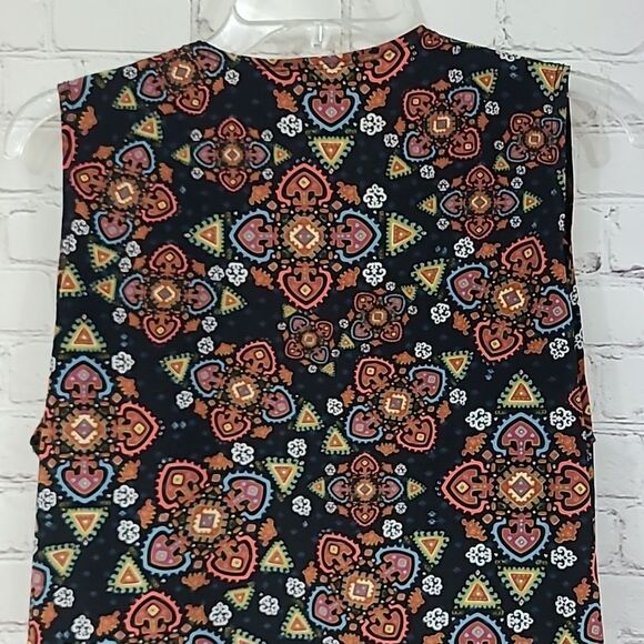 LuLaRoe Joy Vest Black Silky Soft Sleeveless Tribal Print Long Cardigan Duster - Picture 8 of 8